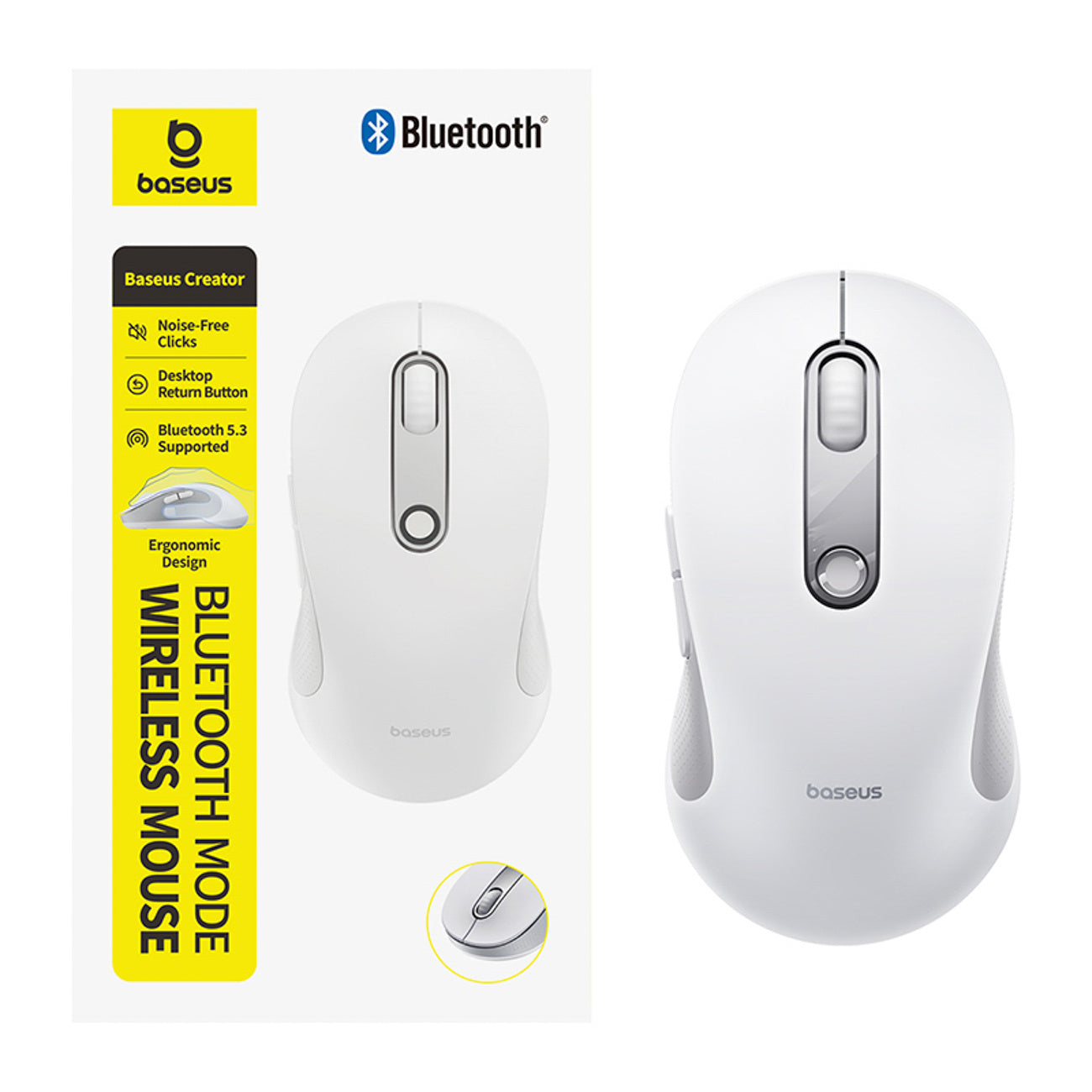 Computer Accessories – Wireless ergonomic Bluetooth mouse F02 - white - Carlat