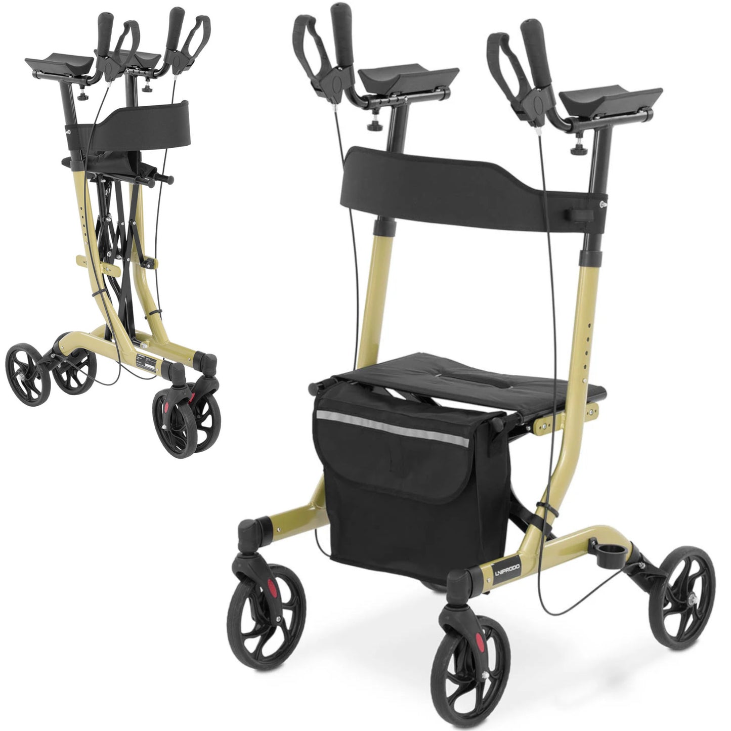 Construction – Four-wheeled foldable walker walker for seniors with a - Carlat