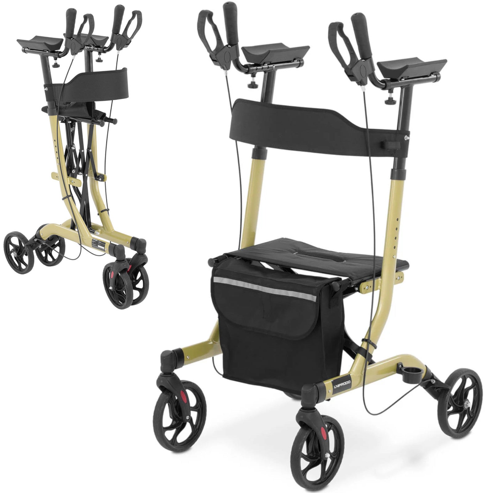 Construction – Four-wheeled foldable walker walker for seniors with a - Carlat