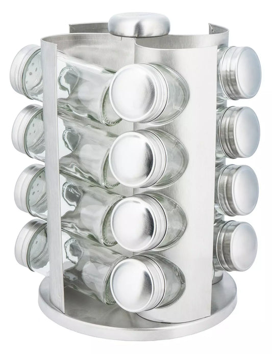 Container, spice jar, steel and glass, 17-piece set by Kinghoff - Carlat