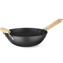 Cookware – Carbon steel wok with wooden handles. 324mm - Carlat