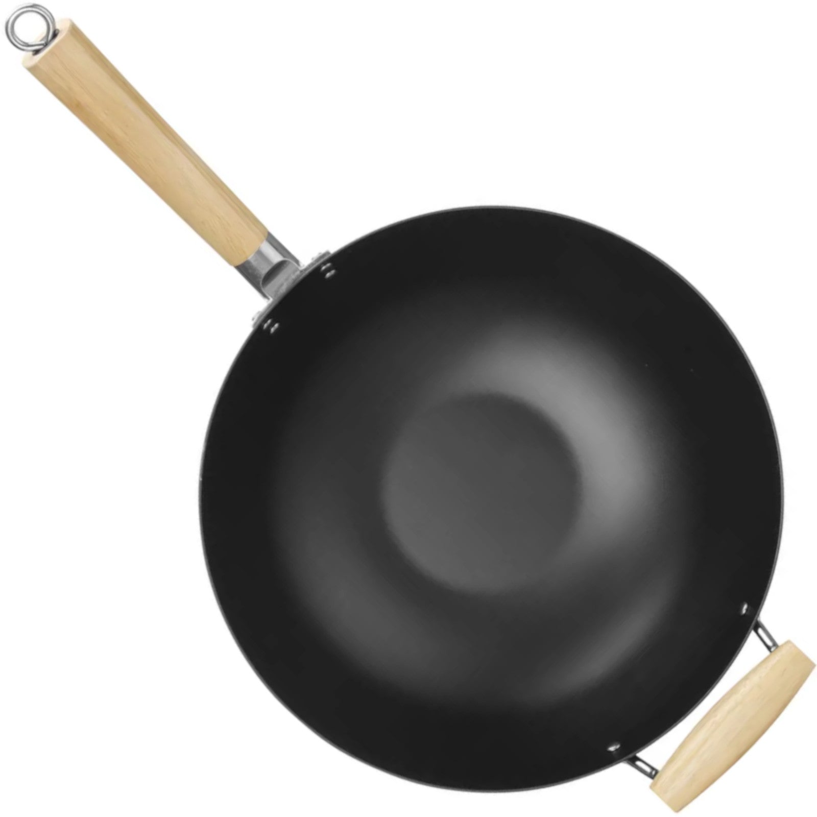 Cookware – Carbon steel wok with wooden handles. 324mm - Carlat