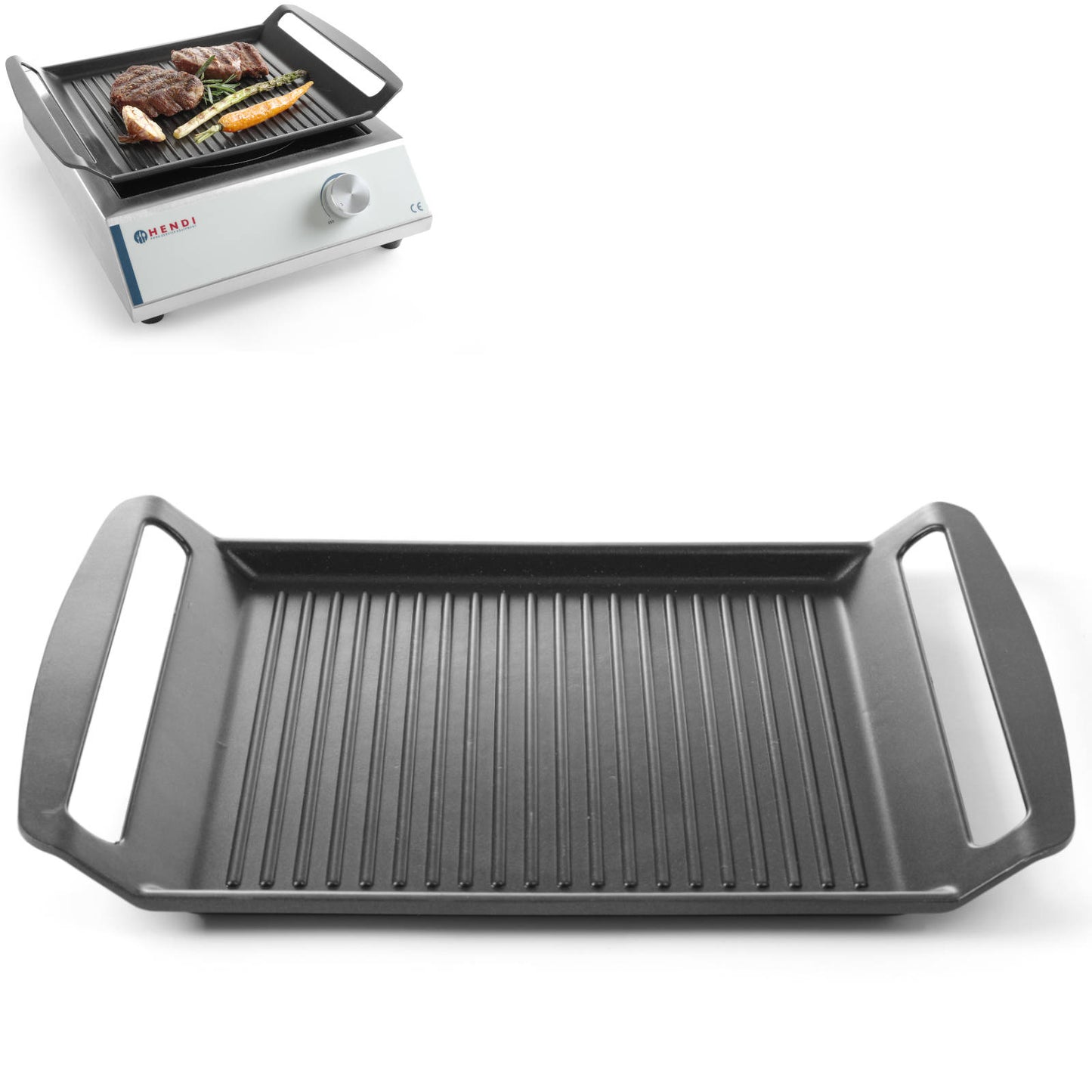 Cookware – Ribbed grill tray plate for TEFLON induction cookers - Carlat