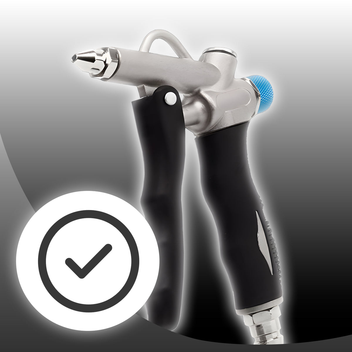 Cosmetics – Air-blow gun with adjustable air flow and Venturi nozzle