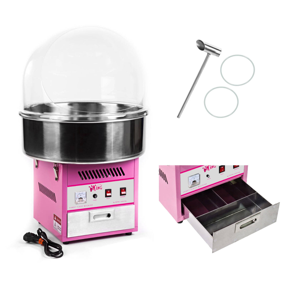 Cotton candy machine with protective cover 52cm - Carlat