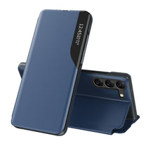 Cover for Samsung S24+ with flap and Eco Leather View Case blue stand - Carlat
