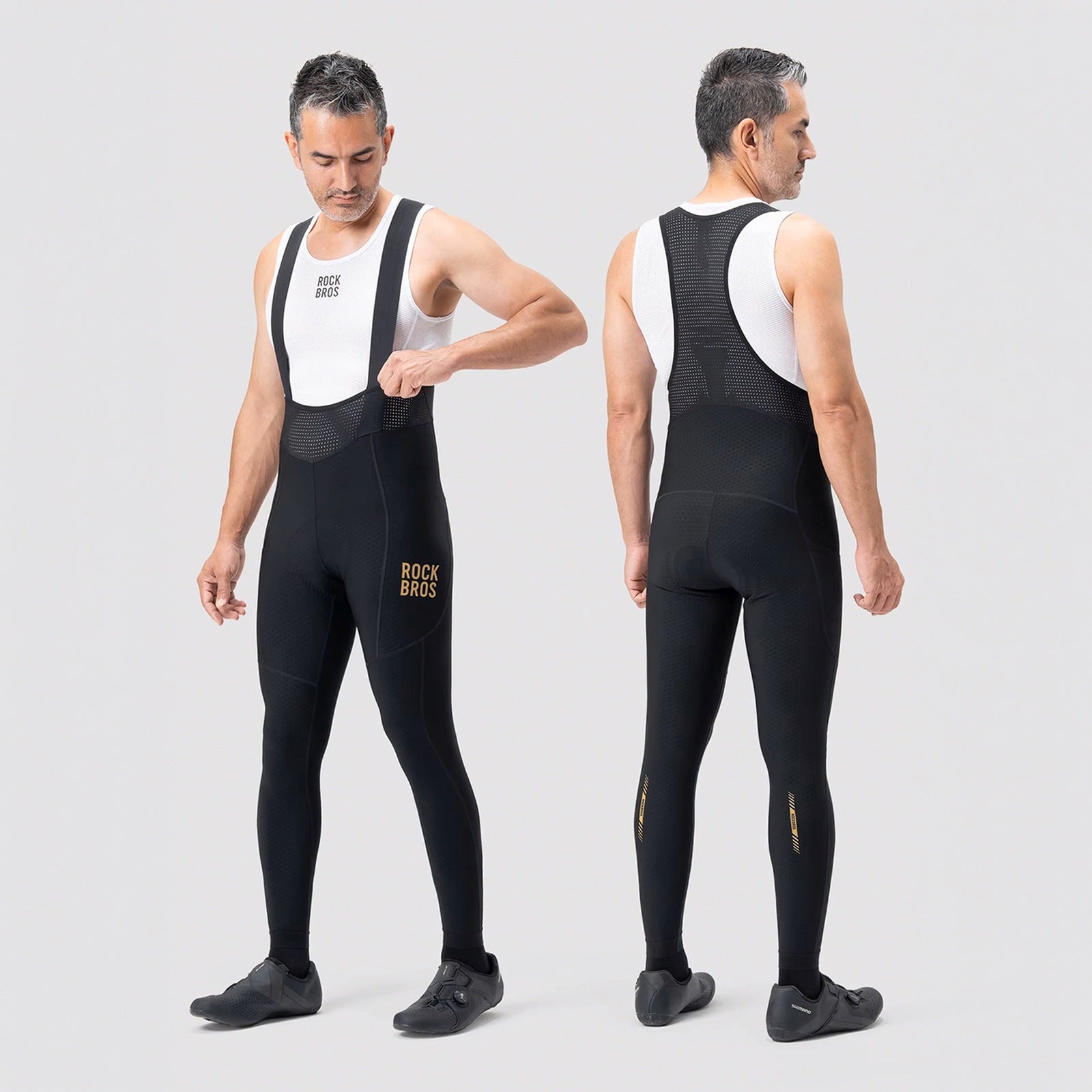 Cycling clothing – Long fleece cycling trousers with suspenders, with - Carlat