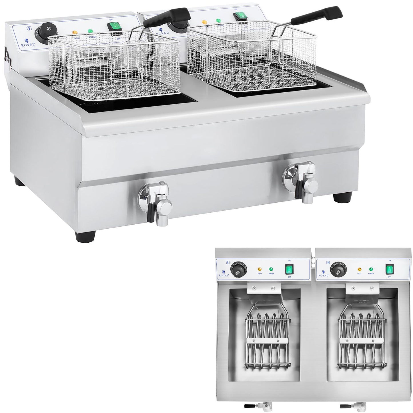 Deep Fryers – Fryer, two-chamber catering fryer with taps, 230V - Carlat