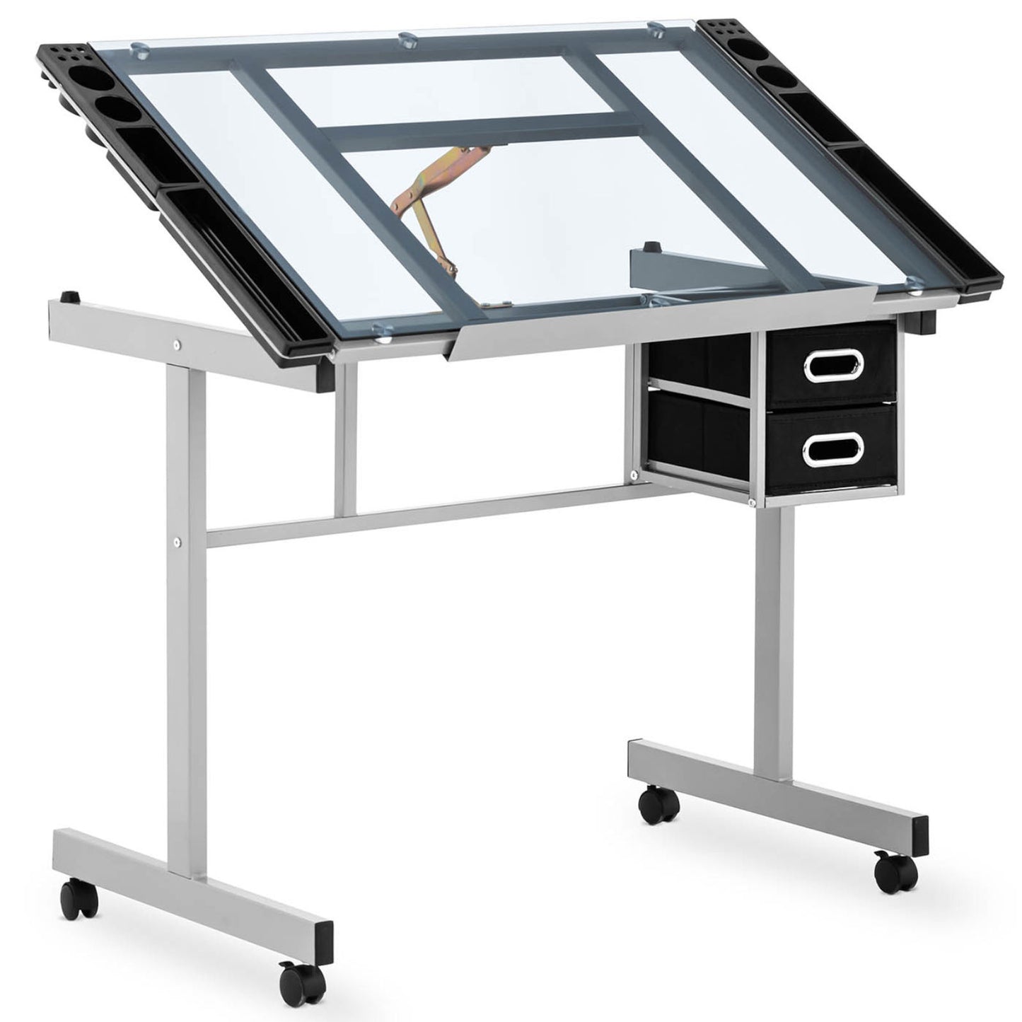 Desktop Computers – Desk, mobile glass drawing table with drawers - Carlat