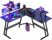Devoko Gaming Table L Shape with Monitor Stand, Corner Desk for Gamers, Gaming Desk L Shape, Large PC Computer Desk, 120 x 120 cm, Carbon Fibre Black - Carlat