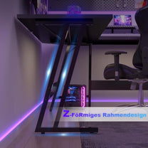 Devoko Gaming Table L Shape with Monitor Stand, Corner Desk for Gamers, Gaming Desk L Shape, Large PC Computer Desk, 120 x 120 cm, Carbon Fibre Black - Carlat