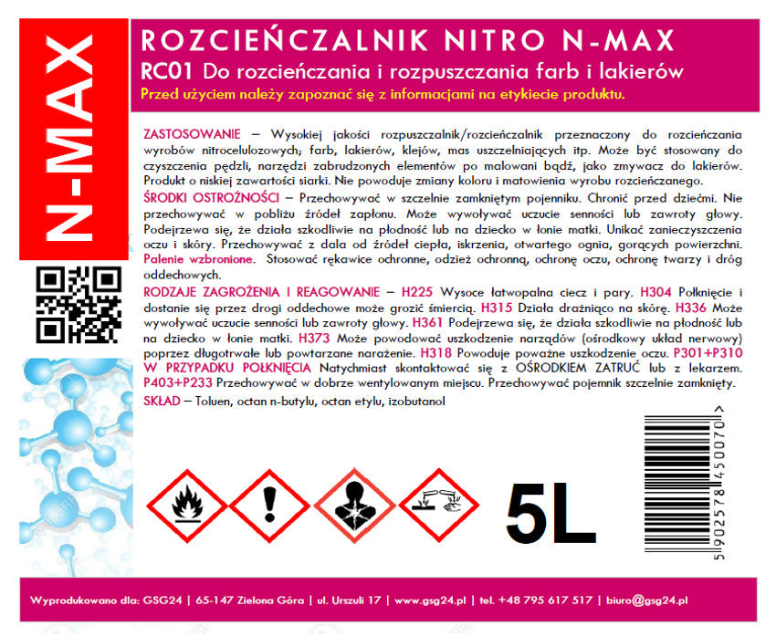 Diluent solvent NITRO RC-01 N-MAX 5L - Carlat