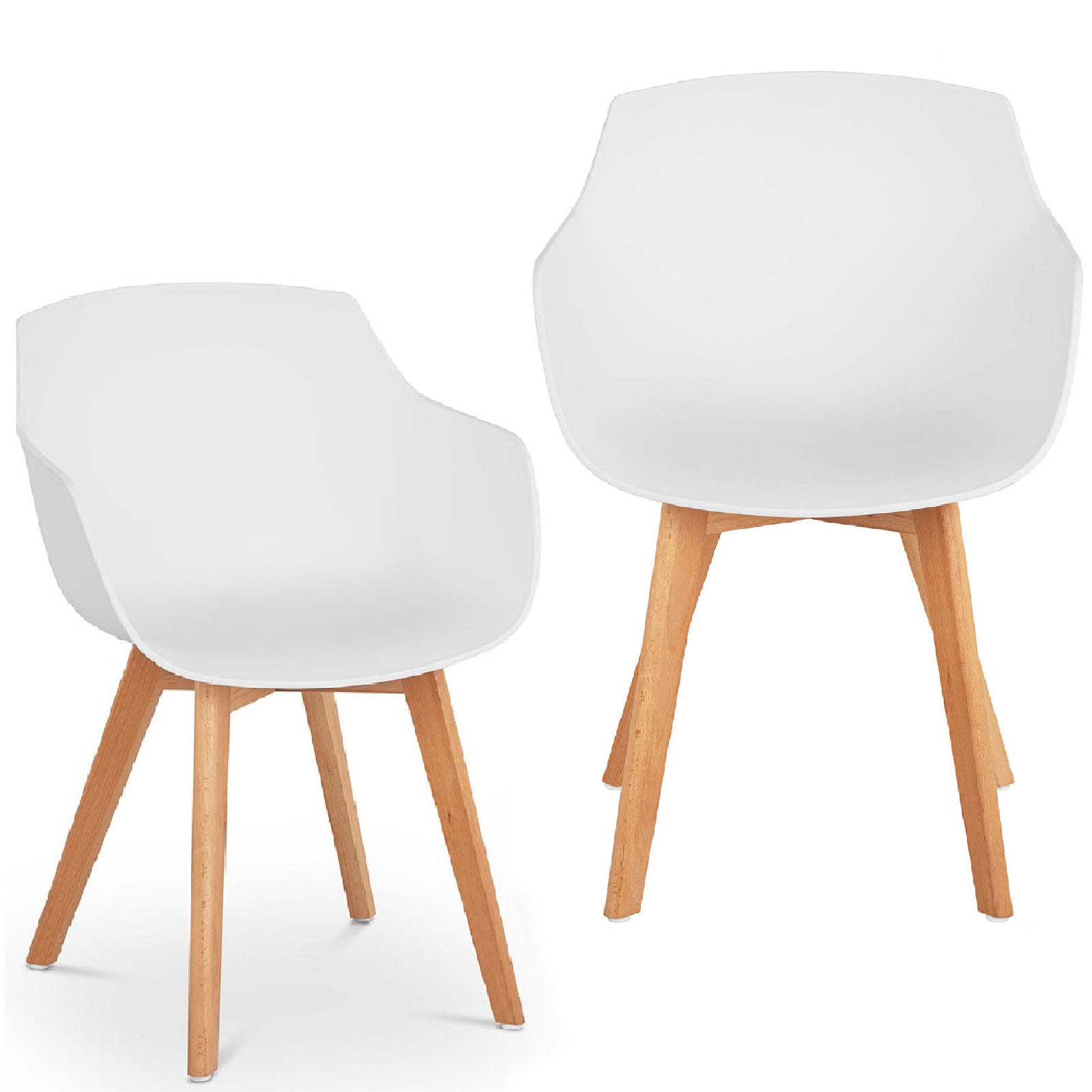 Dining Chairs – Scandinavian plastic bucket chair with wooden legs - Carlat