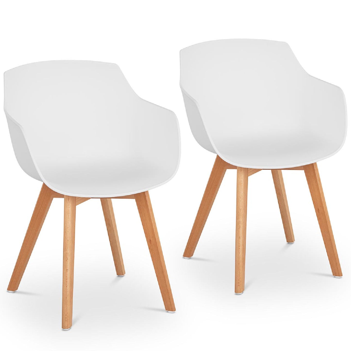 Dining Chairs – Scandinavian plastic bucket chair with wooden legs - Carlat