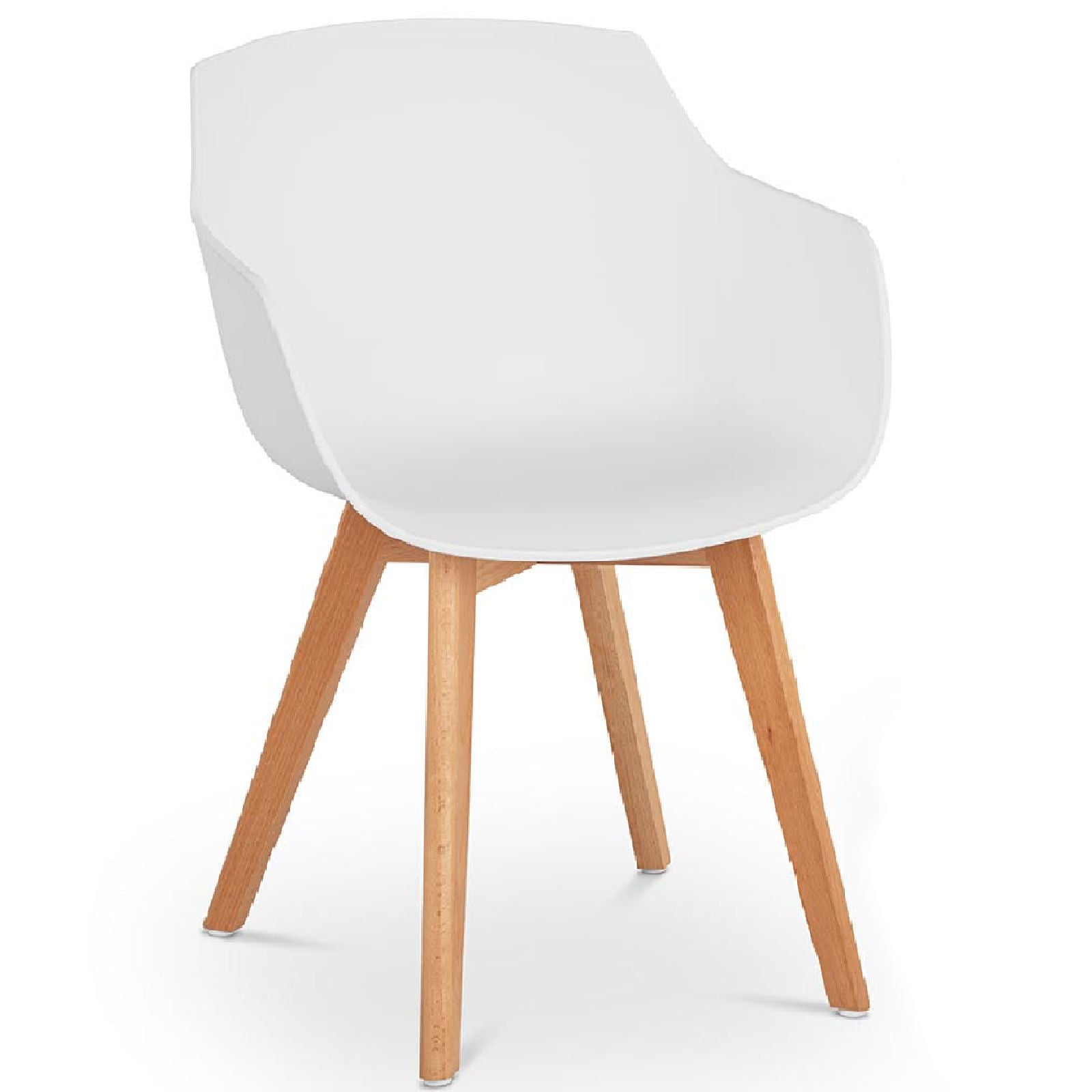 Dining Chairs – Scandinavian plastic bucket chair with wooden legs - Carlat