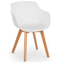 Dining Chairs – Scandinavian plastic bucket chair with wooden legs - Carlat