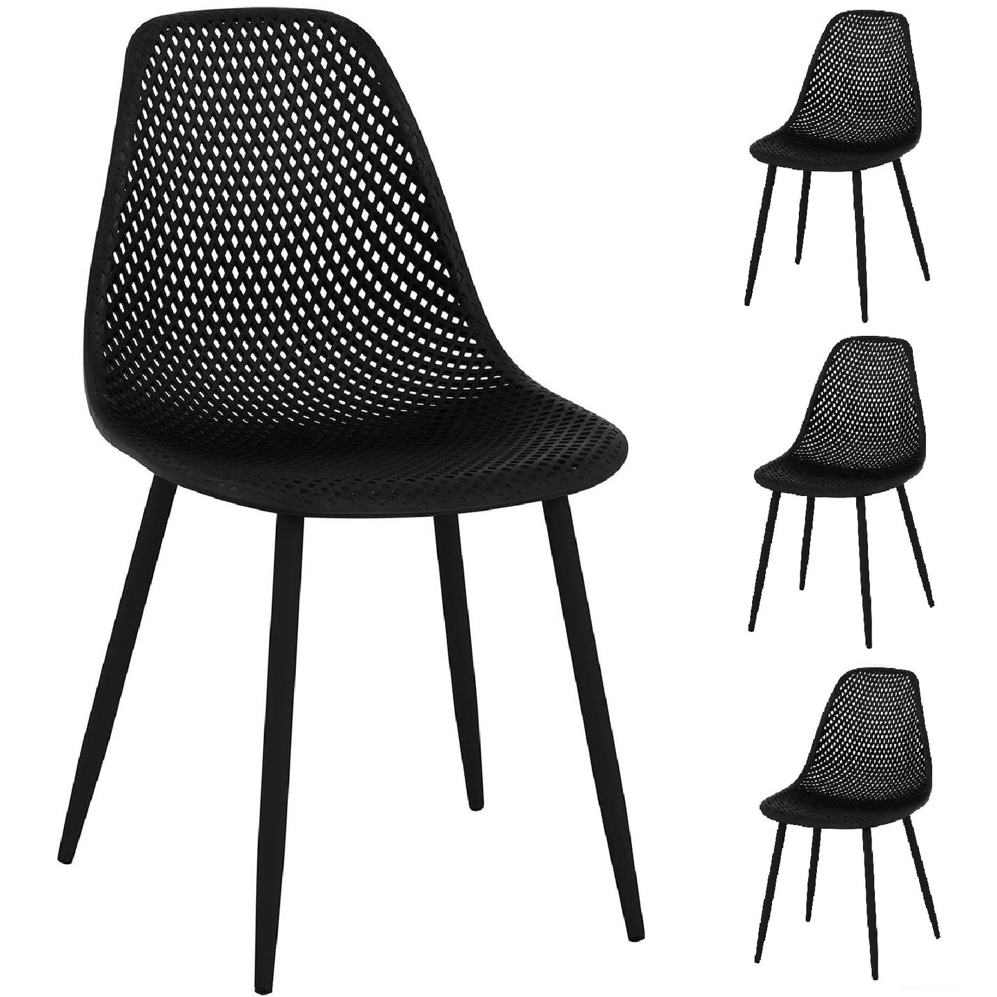 Dining Chairs – Scandinavian plastic openwork chair with steel legs - Carlat