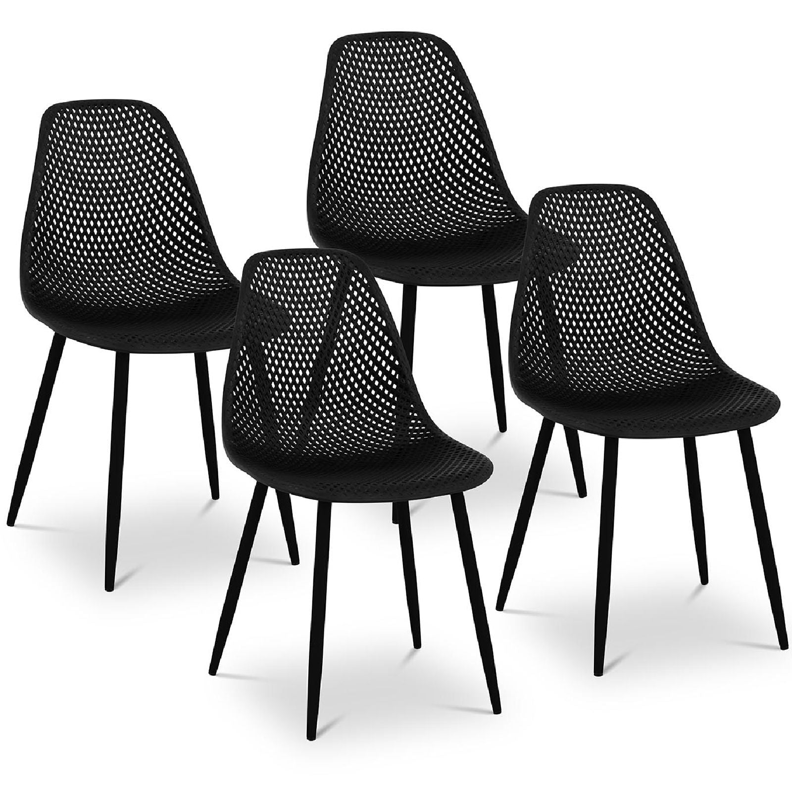 Dining Chairs – Scandinavian plastic openwork chair with steel legs - Carlat
