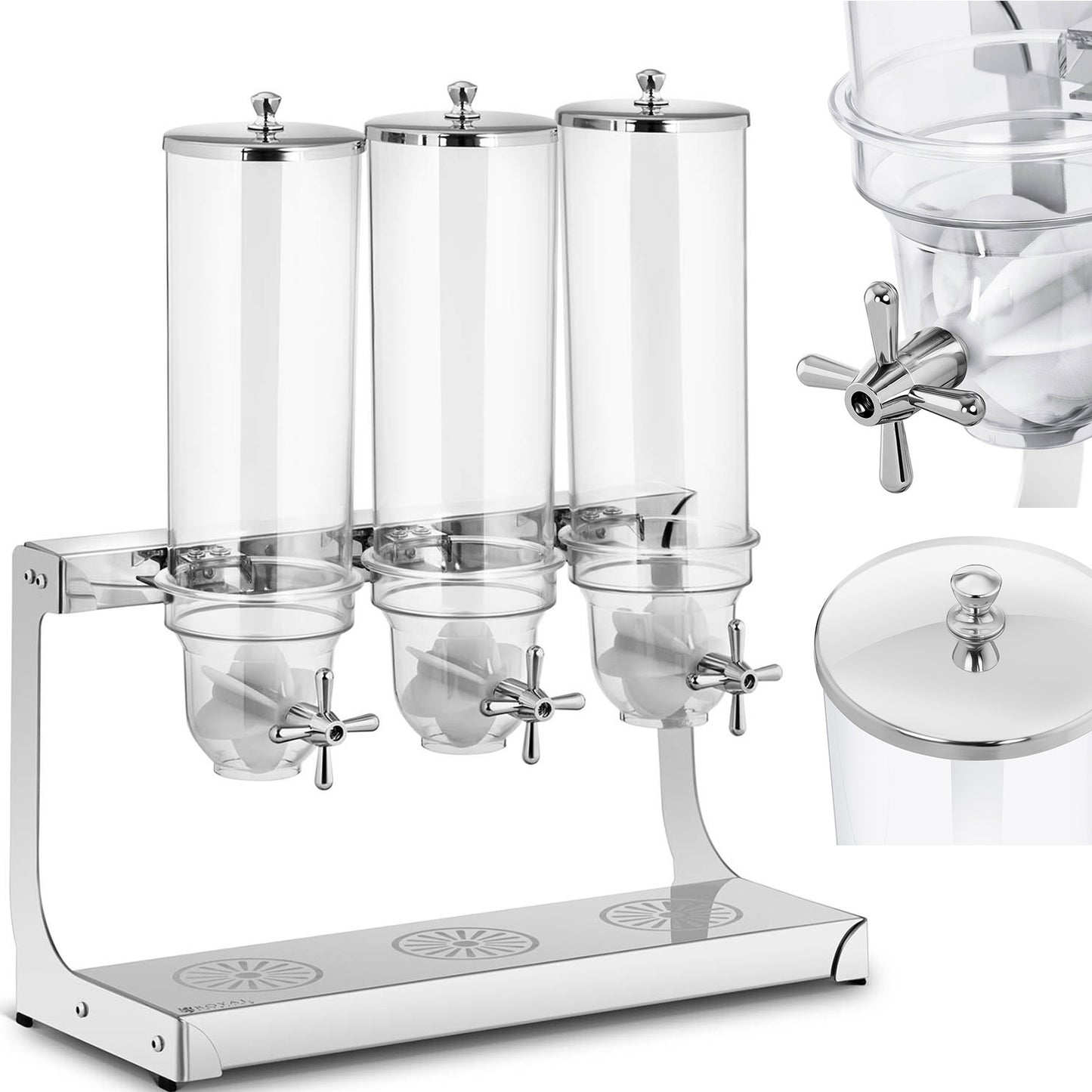 Dispenser for rice cereal candy transparent triple 10.5 l - Carlat