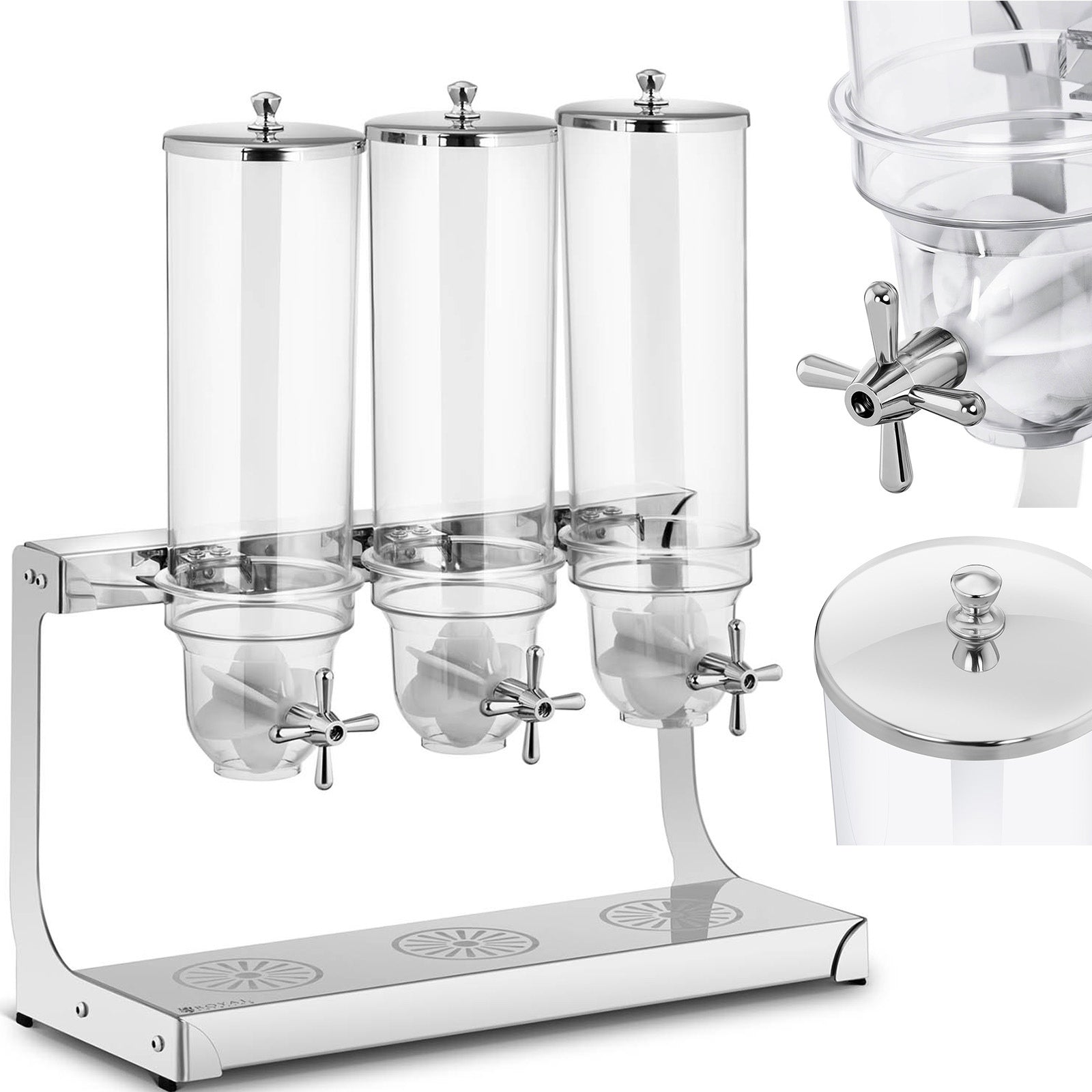 Dispenser for rice cereal candy transparent triple 10.5 l - Carlat