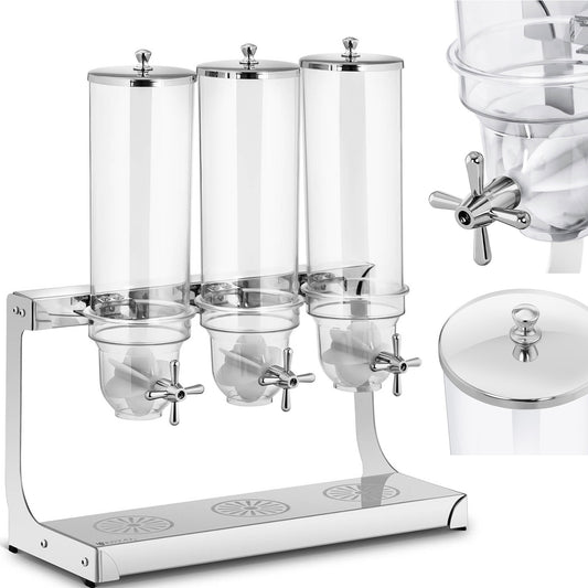 Dispenser for rice cereal candy transparent triple 10.5 l - Carlat