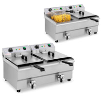 Double electric gastronomy fryer with 230 V 2 x 3200W 2 x 13 L - Carlat