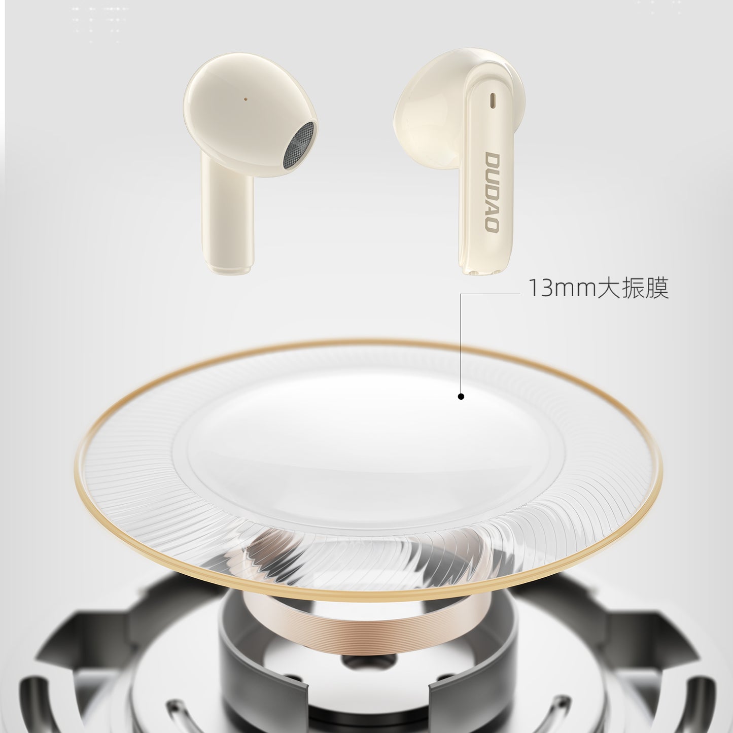 Dudao U18Pro Bluetooth 5.3 wireless TWS headphones, beige - Carlat