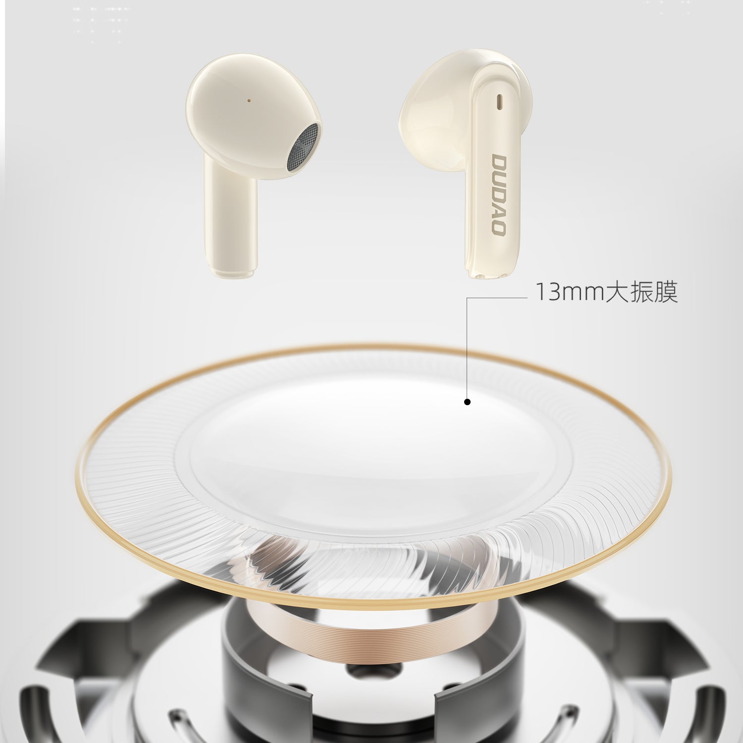 Dudao U18Pro Bluetooth 5.3 wireless TWS headphones, beige - Carlat