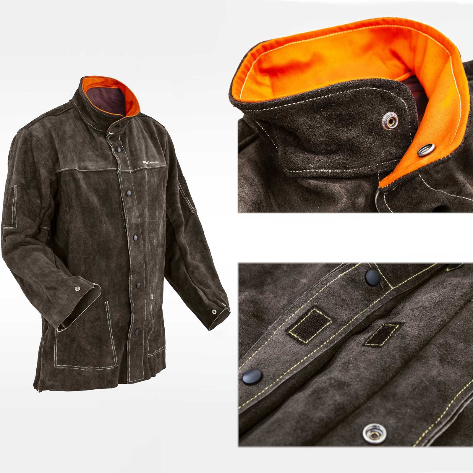 Durable leather protective welding jacket L - Carlat
