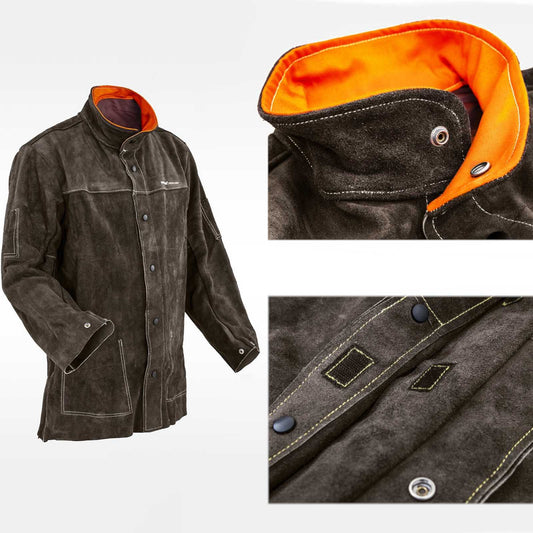 Durable leather protective welding jacket L - Carlat