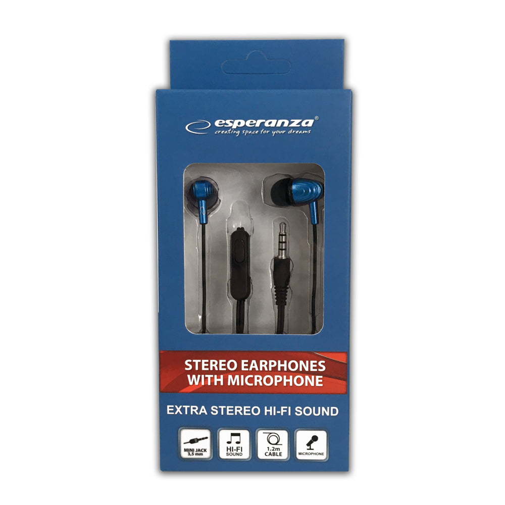 Esperanza EH193KB Esperanza In-Ear Headphones with Microphone EH193, Black and Blue – image 3