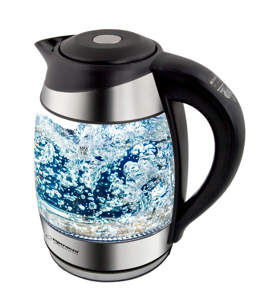 Esperanza EKK026 Esperanza LED Glass Electric Kettle with Thermometer, Seine, 1.8 L