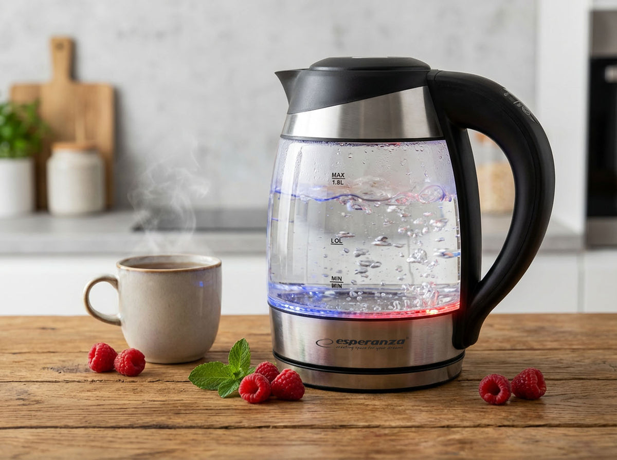Esperanza EKK026 Esperanza LED Glass Electric Kettle with Thermometer, Seine, 1.8 L – image 7