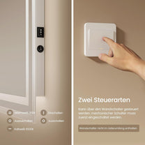 EMKE Bathroom Mirror with Lighting 40 x 60 cm LED Bathroom Mirror Anti-Fog Cool White Warm White Light Mirror Bathroom Mirror with Button Switch High-Quality Aluminium Frame IP44 Energy Saving - Carlat