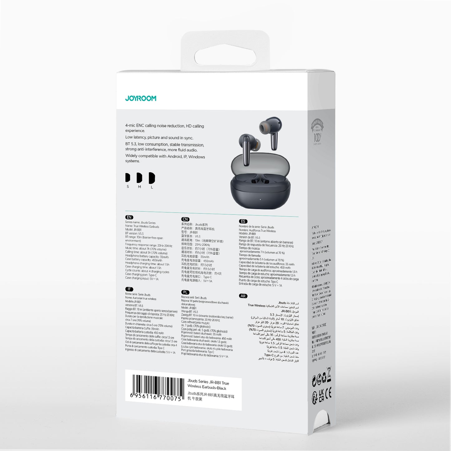ENC Jbuds Series USB-C wireless in-ear headphones, black - Carlat