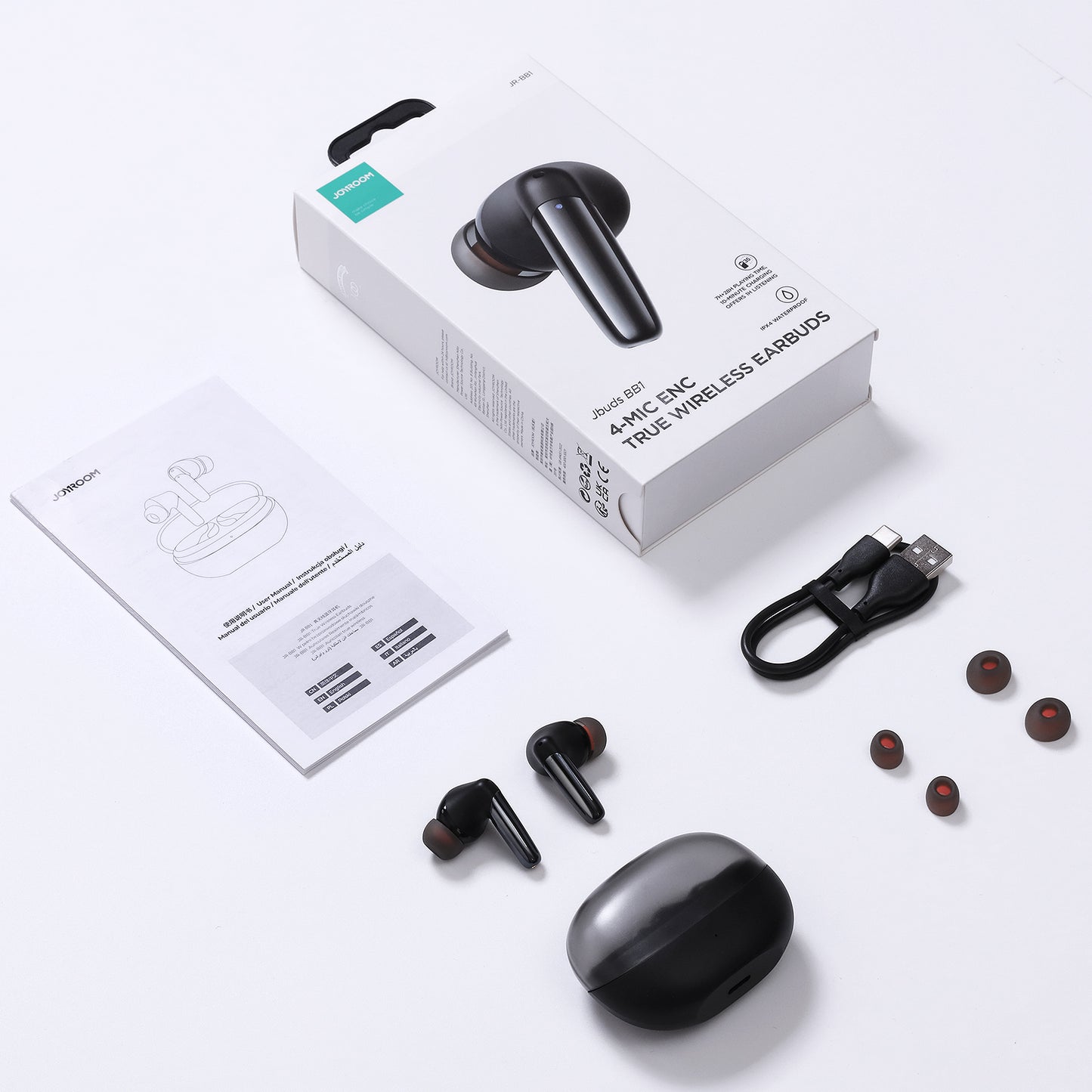 ENC Jbuds Series USB-C wireless in-ear headphones, black - Carlat