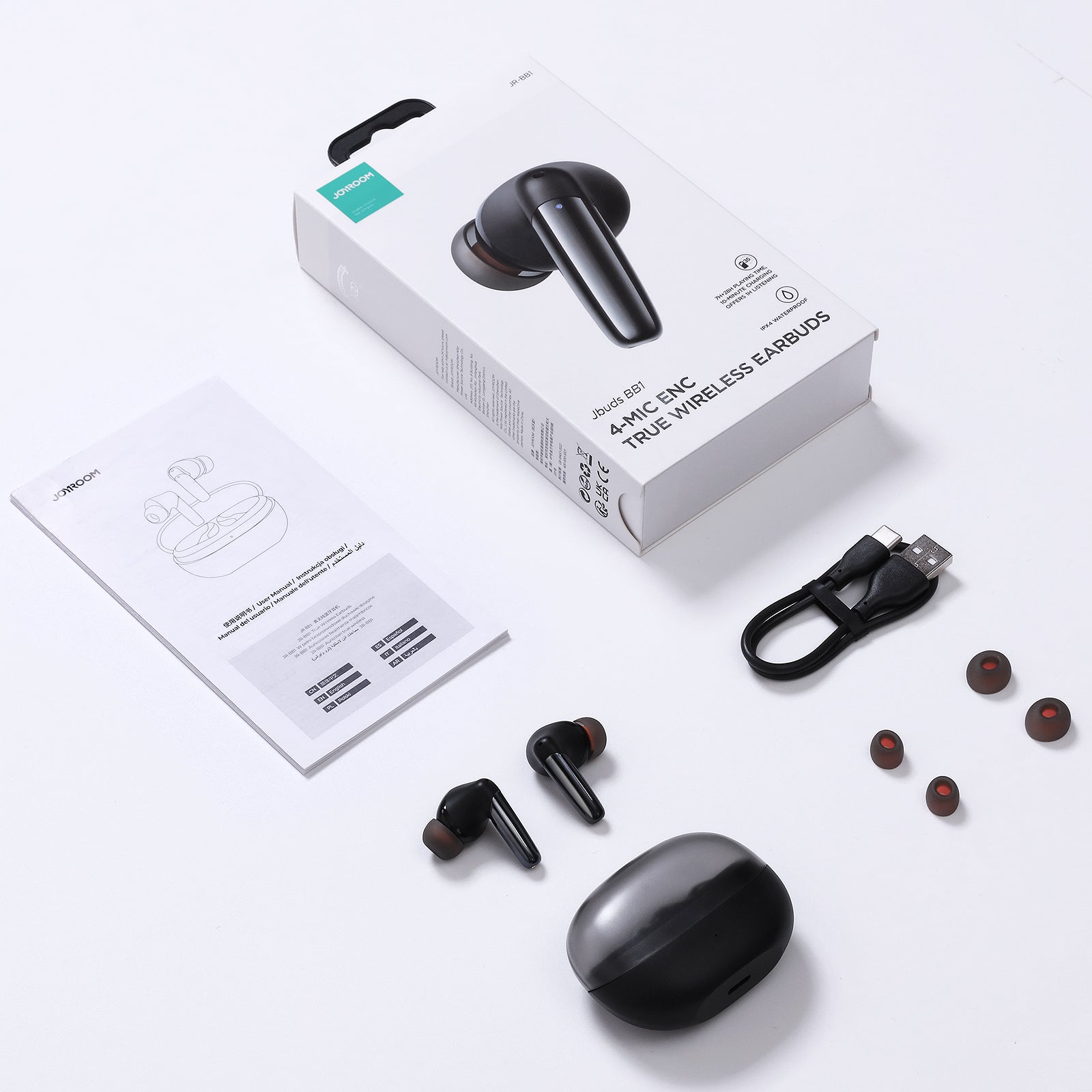 ENC Jbuds Series USB-C wireless in-ear headphones, black - Carlat