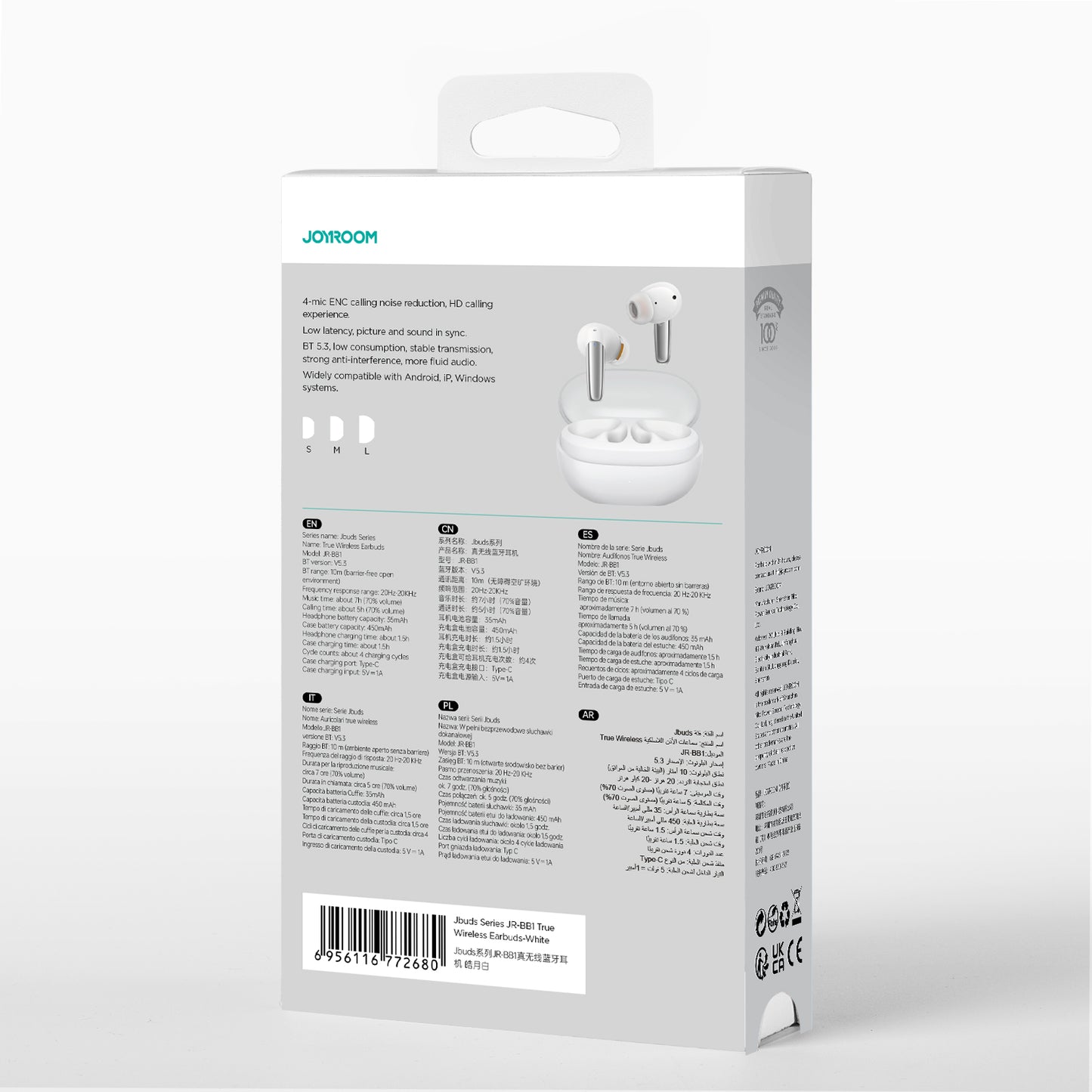 ENC Jbuds Series USB-C wireless in-ear headphones, white - Carlat