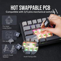 EPOMAKER x Aula F65 Mechanical Keyboard Wireless, Custom Gaming Keyboard Gasket with Hot-Swappable, RGB, Bluetooth/2.4GHz/Cable, Lubricated Linear Switches (Ombre Black, Reaper Switch) - Carlat