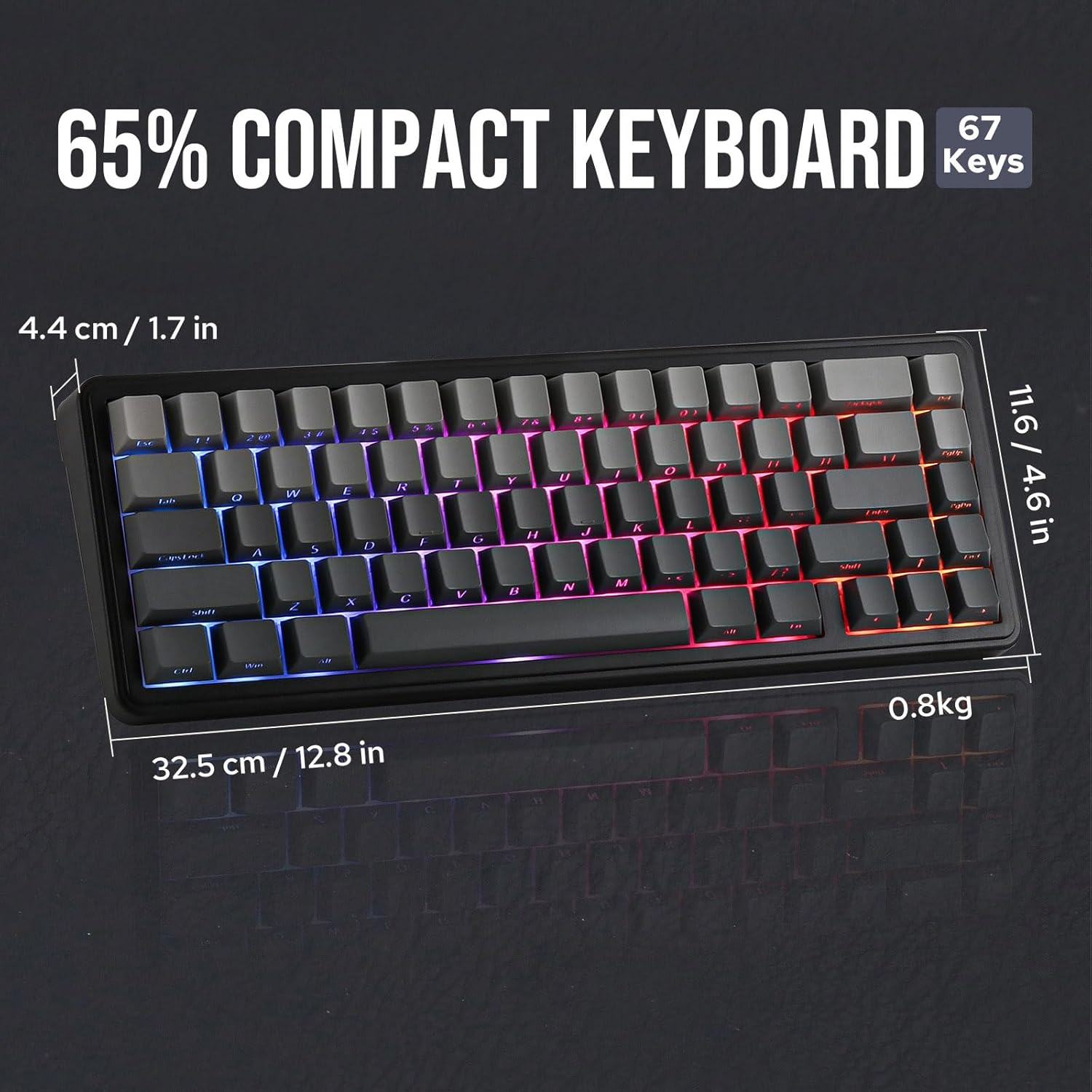 EPOMAKER x Aula F65 Mechanical Keyboard Wireless, Custom Gaming Keyboard Gasket with Hot-Swappable, RGB, Bluetooth/2.4GHz/Cable, Lubricated Linear Switches (Ombre Black, Reaper Switch) - Carlat