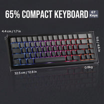 EPOMAKER x Aula F65 Mechanical Keyboard Wireless, Custom Gaming Keyboard Gasket with Hot-Swappable, RGB, Bluetooth/2.4GHz/Cable, Lubricated Linear Switches (Ombre Black, Reaper Switch) - Carlat
