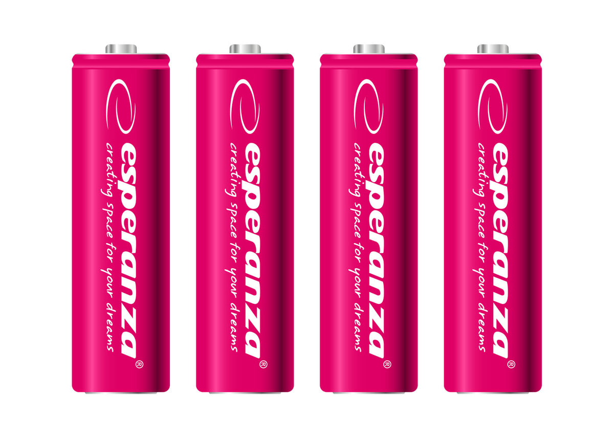EZA104R Ni-MH AA Rechargeable Batteries, 2000 mAh, 4-Pack, Red, Esperanza - Carlat