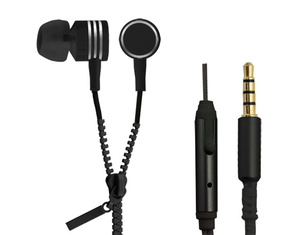 Esperanza Earbuds – EH161K Zipper In-Ear Headphones, Black, Esperanza