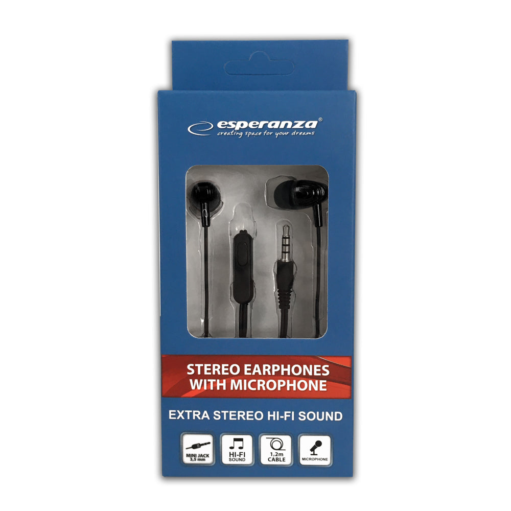 Esperanza Earbuds – EH193K Esperanza In-Ear Headphones with Microphone EH193, Black – image 3