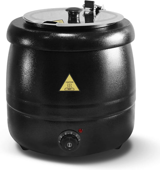 Electric Soup Kettle, 10 L, Soup Pot with Hinged Lid and Lid up to 80 °C, Removable Stainless Steel Interior for Home Meetings, Parties, Restaurants and Cafeterias, Soup Warmer, Electric - Carlat