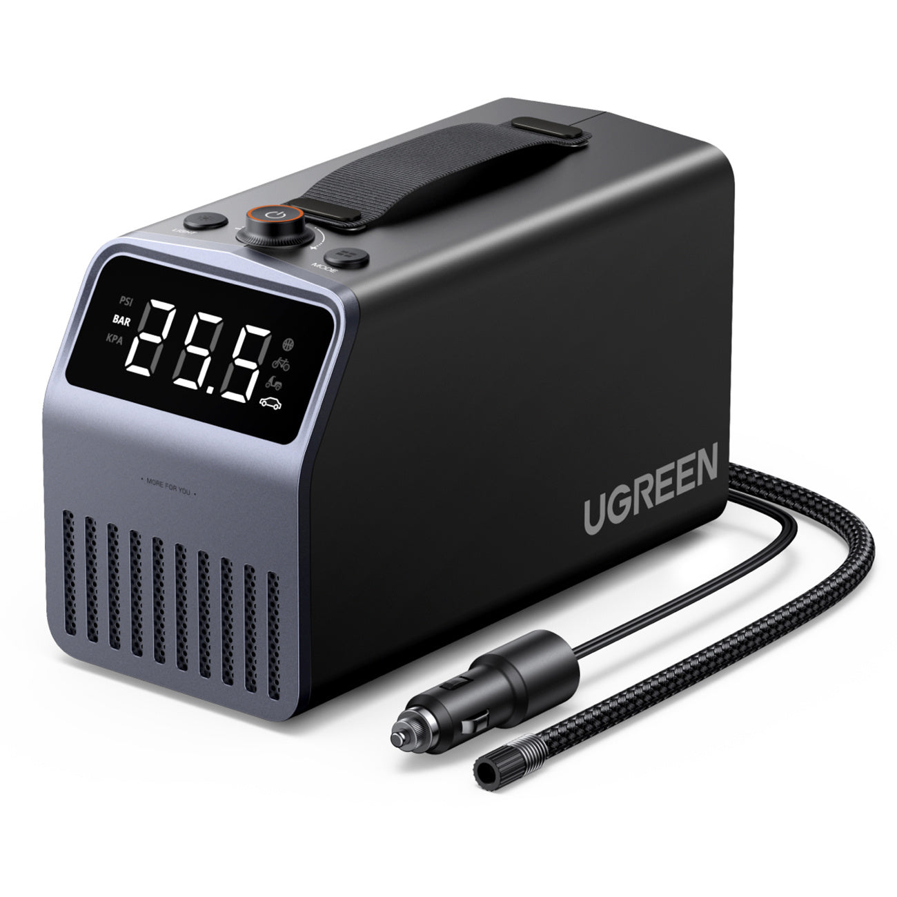 Electric car tire pump with display 150 PSI 3x4500mAh 12V - gray - Carlat