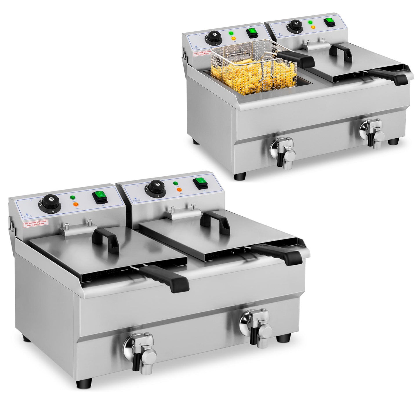 Electric double-gastronomy fryer with 230 V 2 x 3000W 2 x 10 L - Carlat