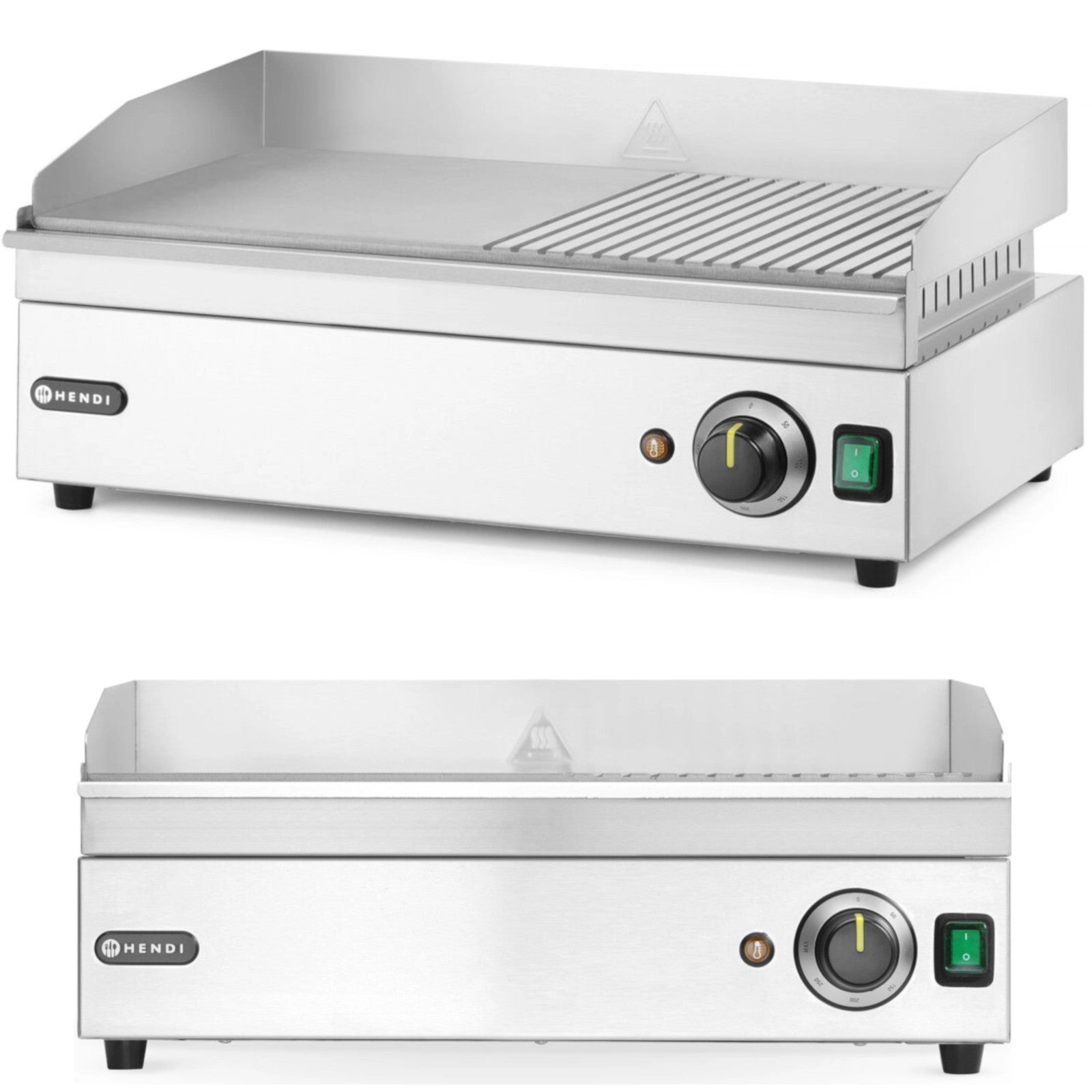 Electric grill, smooth, grooved grill plate, 527 x 404 mm, 2400 W - Carlat