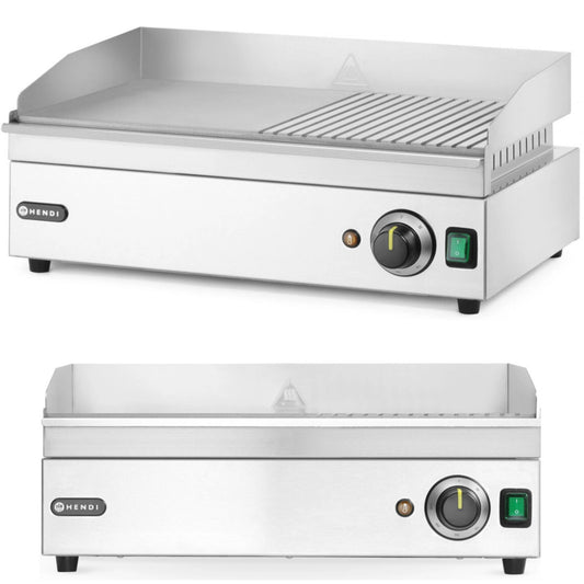 Electric grill, smooth, grooved grill plate, 527 x 404 mm, 2400 W - Carlat