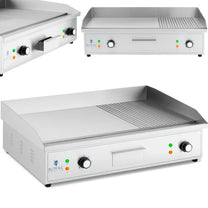 Electric grill, smooth, grooved grill plate, 727 x 420 mm, 4400 W - Carlat